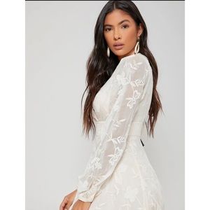 Motf Premium Ballon Sleeve Embroidered Dress